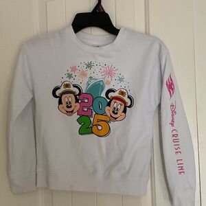 Disney Kids 2025 Mickey & Minnie Graphic White Sweatshirt with Multicolor Print